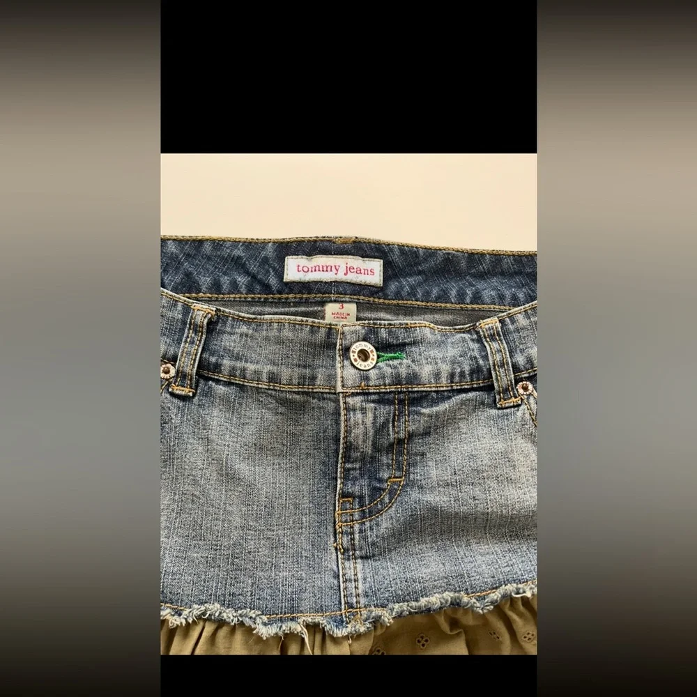 Denim Ruffle/Layered Mini Skirt - Picture 2 of 7